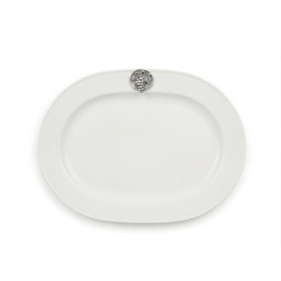 Porcelain Oval Platter 33 cms. w/Pewter Grape Medal