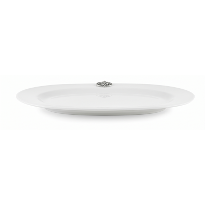 Porcelain Oval Platter 33 cms. w/Pewter Grape Medal