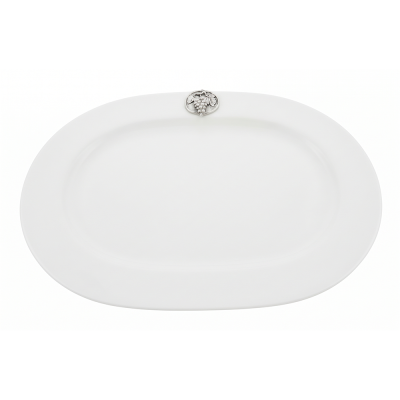 Porcelain Oval Platter 33 cms. w/Pewter Grape Medal