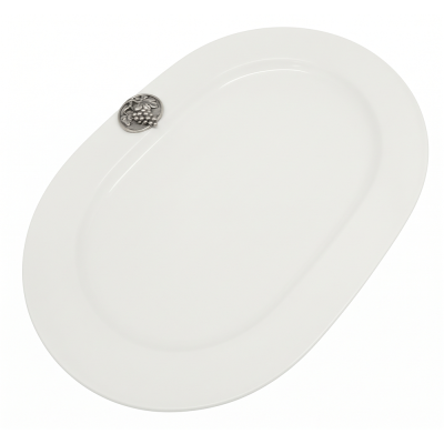Porcelain Oval Platter 33 cms. w/Pewter Grape Medal