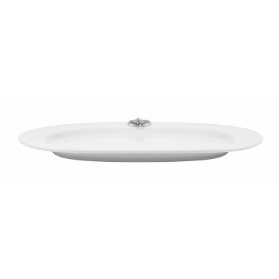 Porcelain Oval Platter 23 cms. w/Pewter Grape Medal