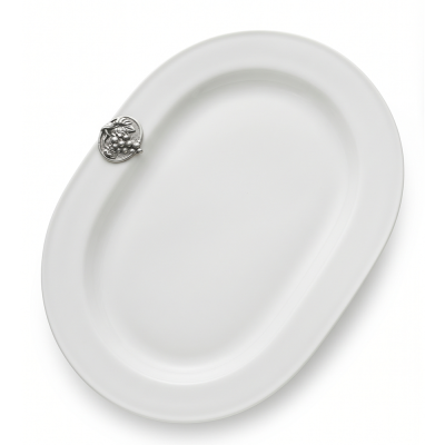 Porcelain Oval Platter 23 cms. w/Pewter Grape Medal