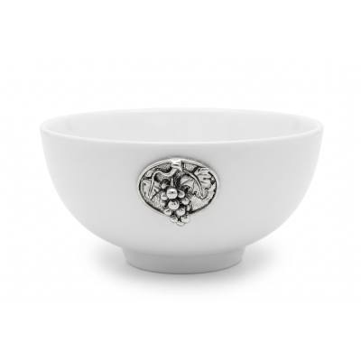 Porcelain  bowl 13 cms.  w/Pewter Grape Medal