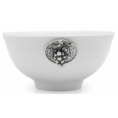 Porcelain Small bowl w/Pewter Grape Medal