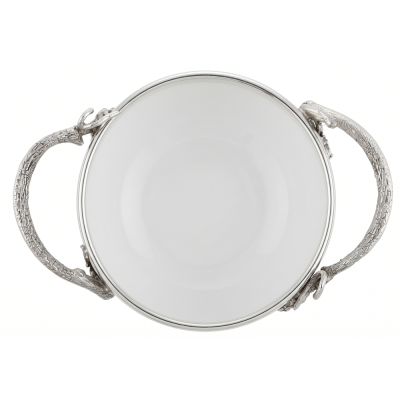 Porcelain Medium Bowl w/Pewter Handle_Grape