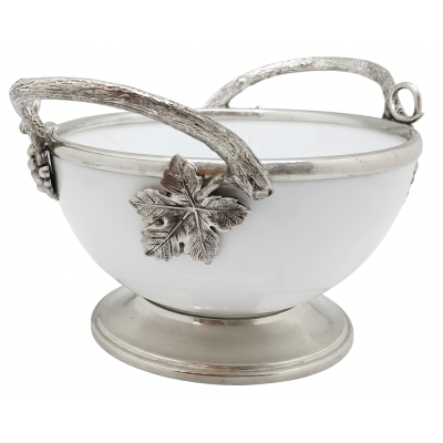 Porcelain Medium Bowl w/Pewter Handle_Grape