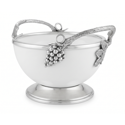 Porcelain Medium Bowl w/Pewter Handle_Grape