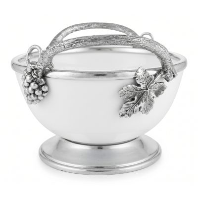 Porcelain Medium Bowl w/Pewter Handle_Grape