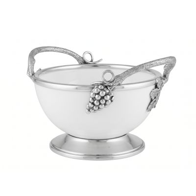 Porcelain Medium Bowl w/Pewter Handle_Grape