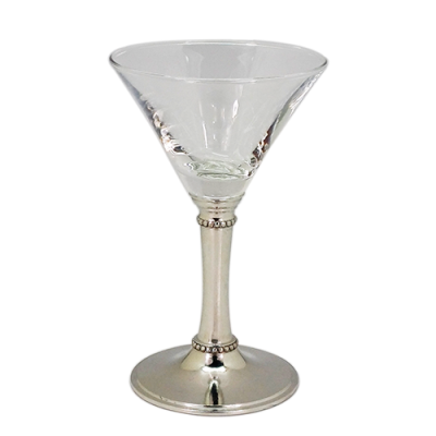 Martini Glass w/Pewter Bead Stem