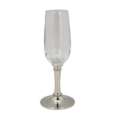 Wine Glass w/ Pewter Bead Stem