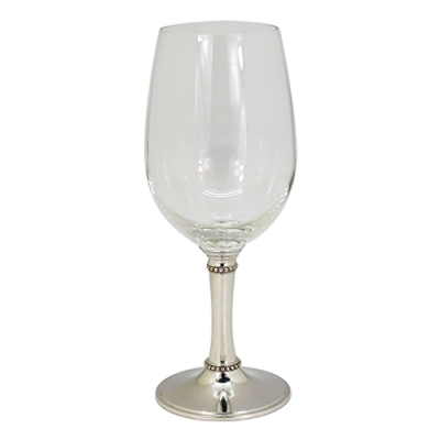 Wine Glass w/ Pewter Bead Stem