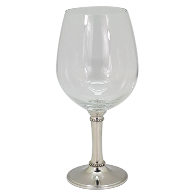 Wine Glass w/ Pewter Bead Stem