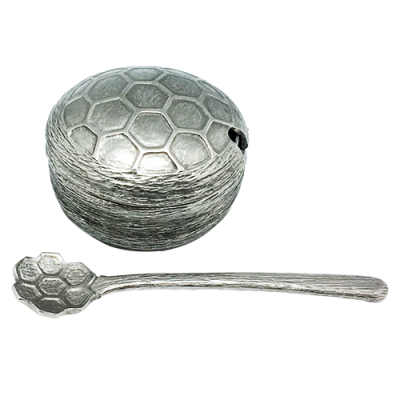 Pewter Honey Comb Pot w/ Spoon