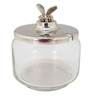 Honey Bowl_Pewter Lid Bee Knob w/ Pewter Dipper