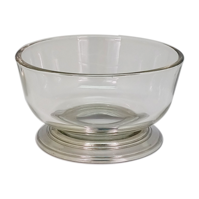 Glass Bowl Pewter Lid w/Spoon