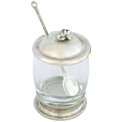 Glass Jam Jar Fruit Lid w/Spoon