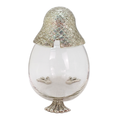 Glass Jam Jar Owl Lid w/Spoon