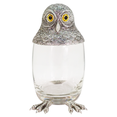 Glass Jam Jar Owl Lid w/Spoon