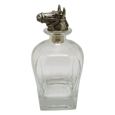 Glass Decanter Pewter Horse