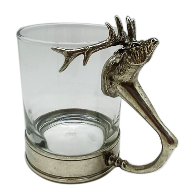Brandy Glass w/ Pewter Deer Handle n Base