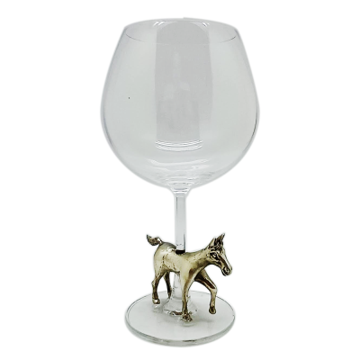Wine Glass w/ Pewter Horse Décor
