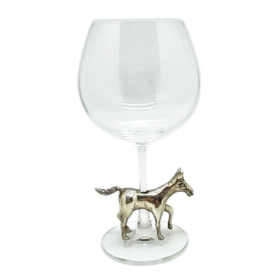 Wine Glass w/ Pewter Horse Décor