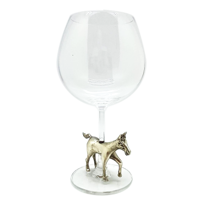 Wine Glass w/ Pewter Horse Décor
