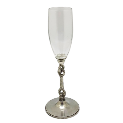 Wine Glass w/ Pewter D-Ring Horse Stem