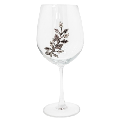 Wine Glass w/Pewter Olive Branch Medal