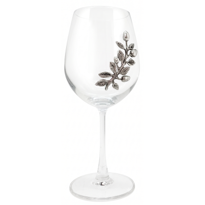 Wine Glass w/Pewter Olive Branch Medal