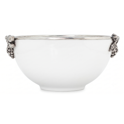Porcelain Bowl Medium w/ Pewter Olive Branch Décor