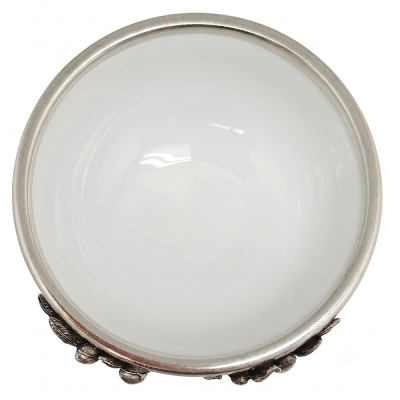 Porcelain Bowl 12.5 cms. w/ Pewter Olive Branch Décor