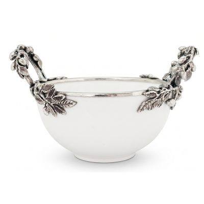 Porcelain Bowl Medium w/ Pewter Olive Branch Handle