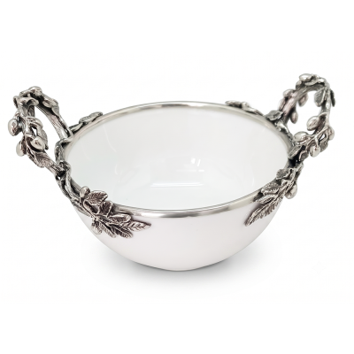 Porcelain Bowl Medium w/ Pewter Olive Branch Handle