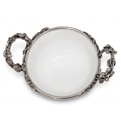 Porcelain Bowl Medium w/ Pewter Olive Branch Handle
