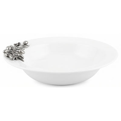 Porcelain Soup Bowl w/ Pewter Olive Branch Handle
