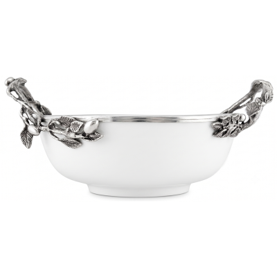 Porcelain Bowl  w/ Pewter Olive Branch Handle