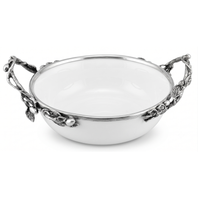 Porcelain Bowl  w/ Pewter Olive Branch Handle