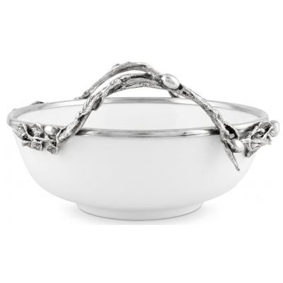 Porcelain Bowl  w/ Pewter Olive Branch Handle