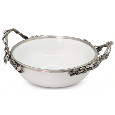 Porcelain Bowl  w/ Pewter Olive Branch Handle