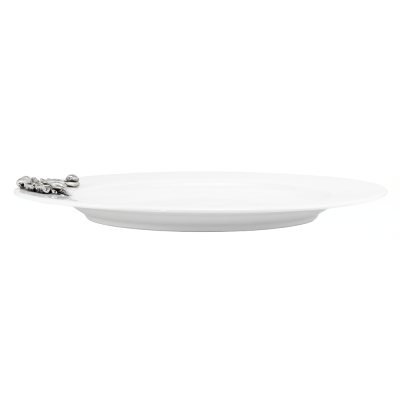 Porcelain Plate w/Pewter Olive Branch Décor