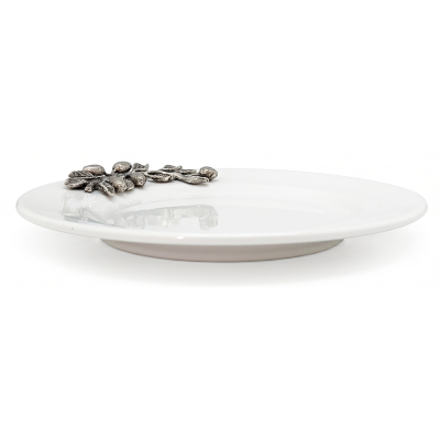 Porcelain Plate w/Pewter Olive Branch Décor