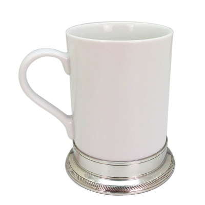 Ceramic Mug H: 12 cms. w/Pewter Line Base