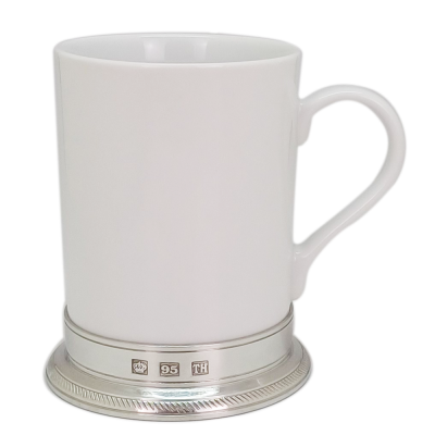 Ceramic Mug H: 12 cms. w/Pewter Line Base