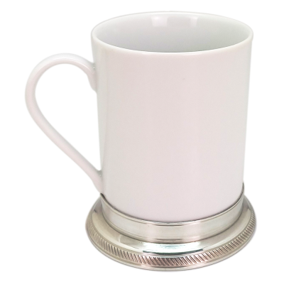 Ceramic Mug H: 10 cms w/Pewter Line Base