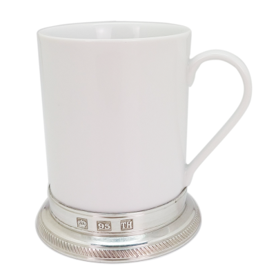 Ceramic Mug H: 10 cms w/Pewter Line Base