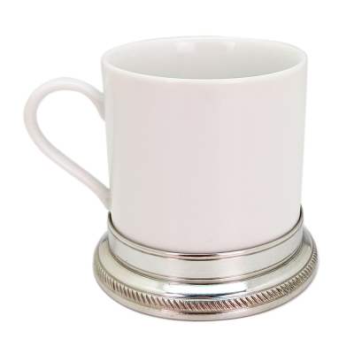 Ceramic Mug H: 7 cms. w/Pewter Line Base