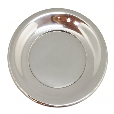 Porcelain Ceramic Tea Cup Pewter Décor w/Pewter Plate