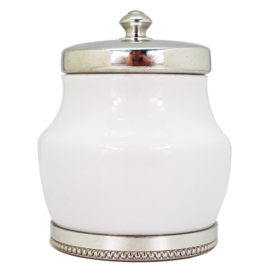 Porcelain Sugar Pot w/ Pewter Lid